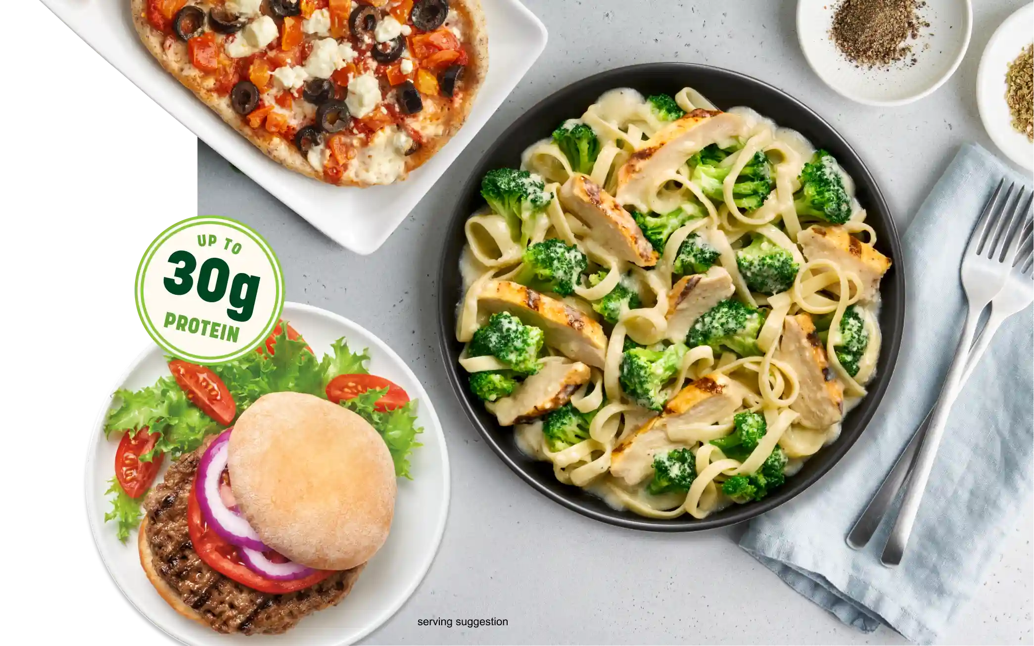 Nutrisystem foods - Hamburger, Pizza, Chicken Alfredo