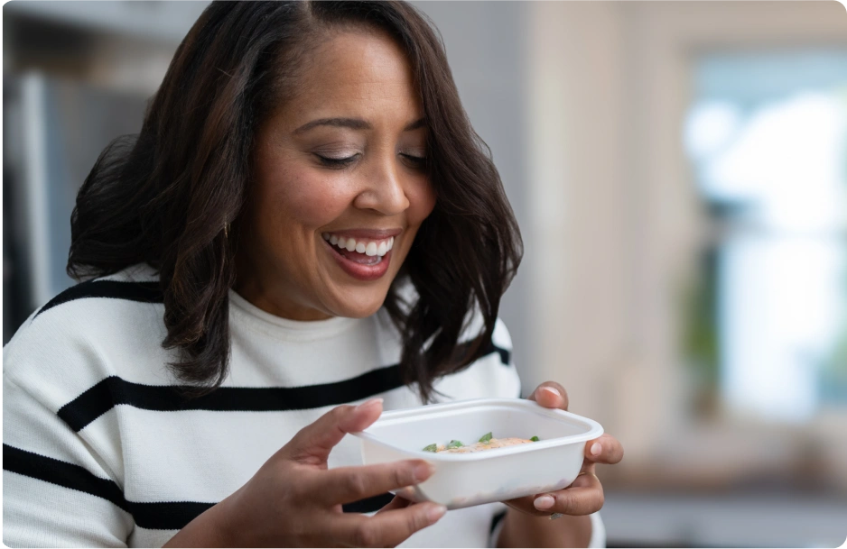 woman holding meal